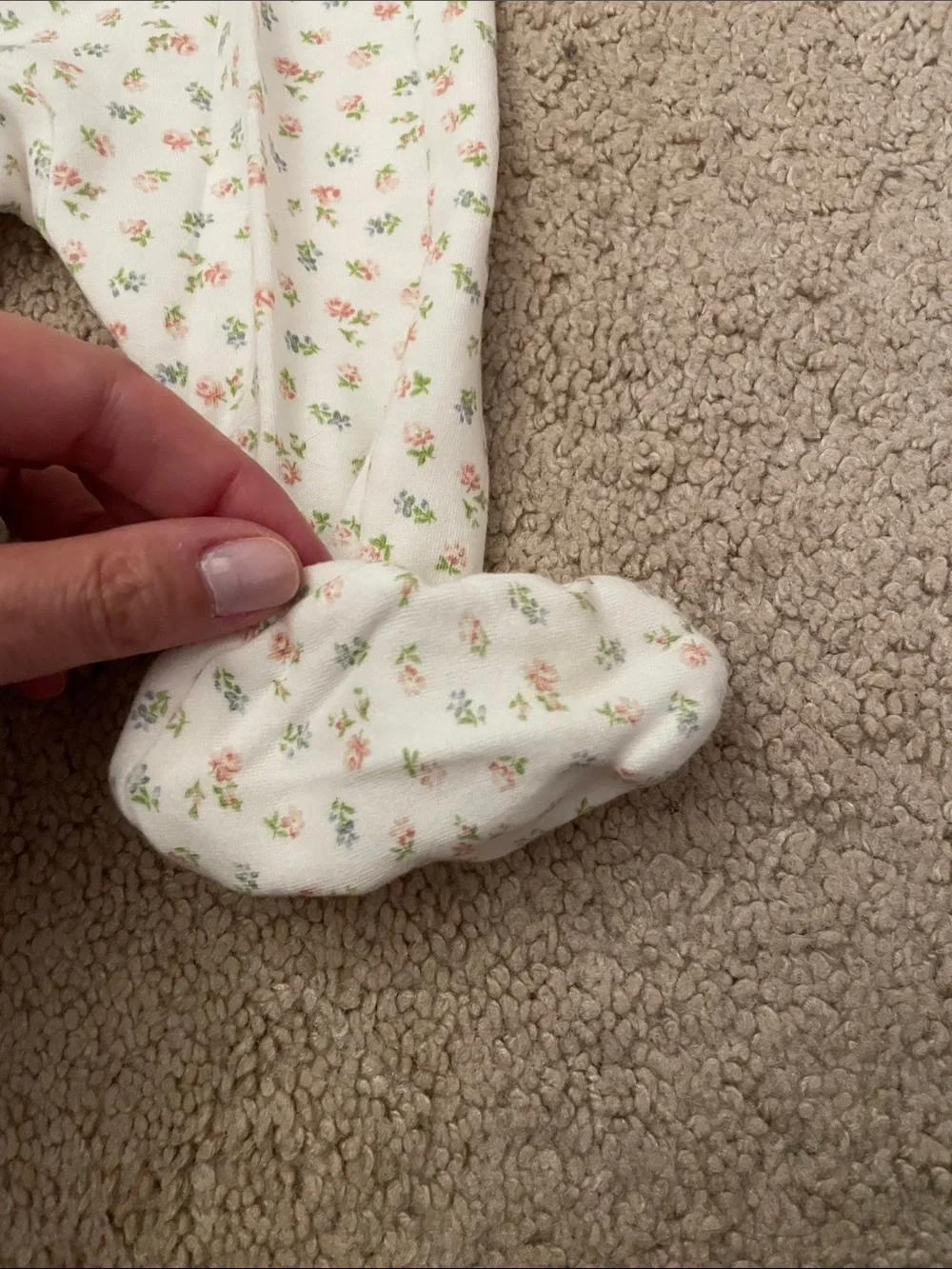 Ralph Lauren Cream Floral Footed One-Piece